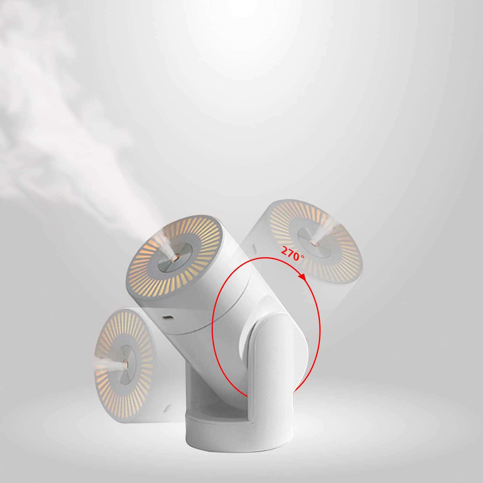 加湿器 卓上 首振り 小型静音新型加湿器 アロマ 車載加湿器 超音波式 全方位角度調節 USB充電 220ML 七色LEDナイトライト 除菌保湿 消臭消毒 空焚き防止 車/オフィス/乾燥/花粉症予防、プレゼント、おしゃれ