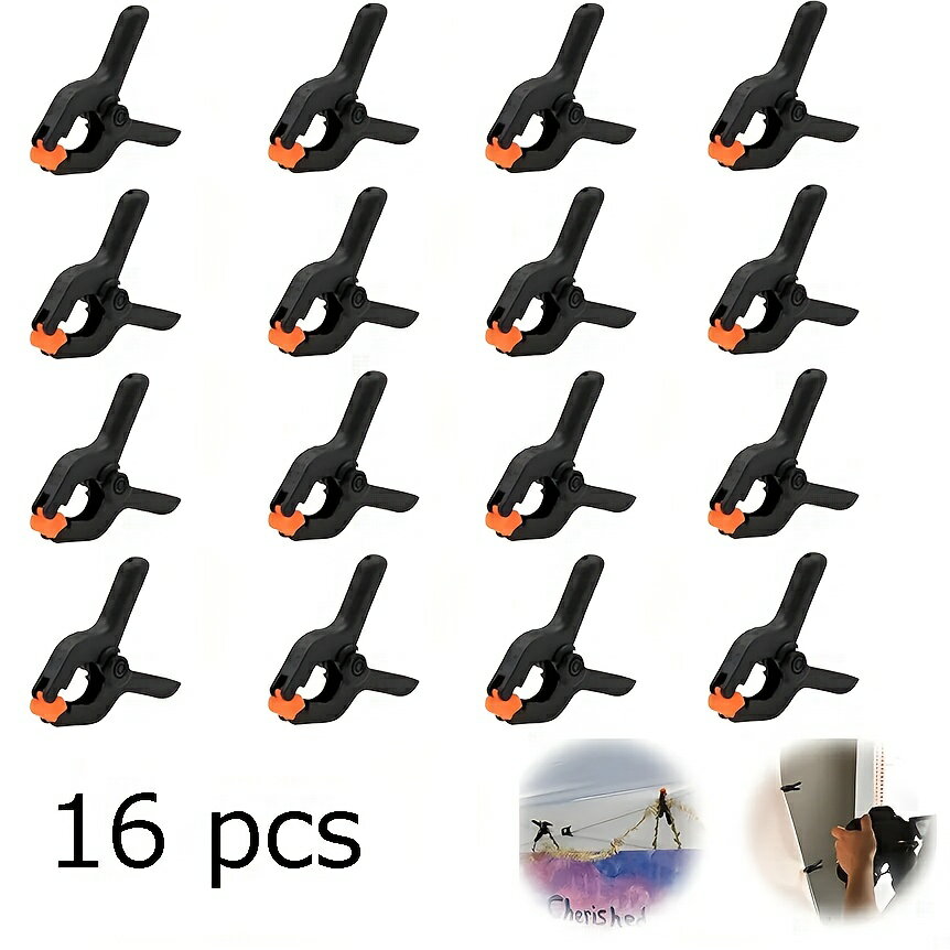 16個セットの木工用クランプ、2インチグリップ付きプラスチックスプリングクランプ - DIY木工プロジェ..