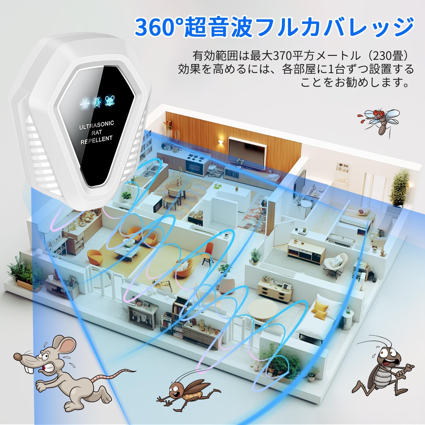 【P5倍!お買い物マラソン】超音波ネズミ駆除器...の紹介画像3