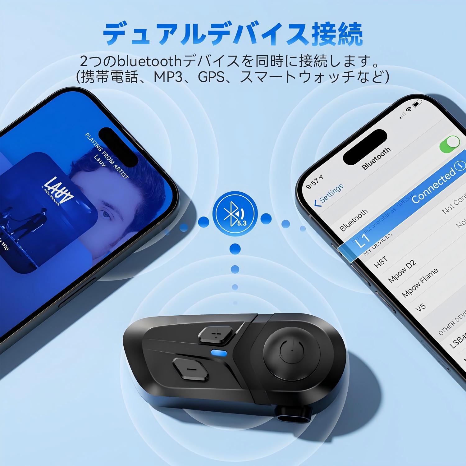 オートバイヘルメット bluetooth ヘッドセット バイク インカム イヤホン インカム バイク用 スピーカー bluetooth 5.3 防水 操作簡単 取り付け簡単 クリアな音声ナビ ノイズ低減 ハンズフリー ステレオ音楽/通話 スマホ同時接続可能 音量調節 (L1) luxs-1-10001811 KEIKO サンプル画像3