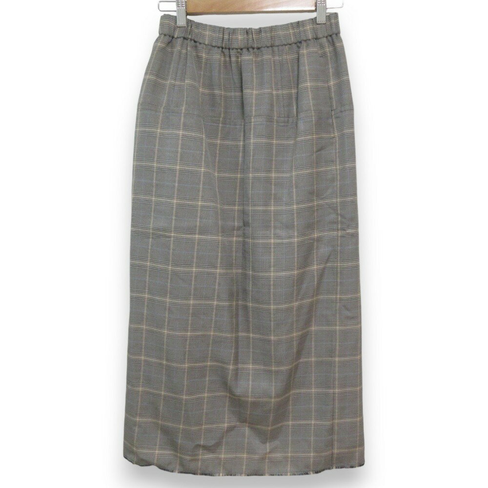 【中古】 美品 22AW ebure エブール グレンチェック柄 ウール×レーヨン バックスリット 
