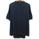 【中古】 美品 22SS Theory セオリー SAG HARBOR SCULPTED CABLE PO リネン 半袖 ケーブルニット セーター S ネイビー...