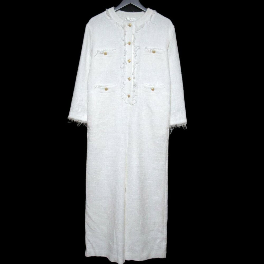 【中古】 美品 22AW Col Pierrot コルピエロ ミューズドゥドゥーズィーエムクラス Tweed Jump Suit ツイード ジャンプスーツ ホワイト レディース Luxs ブランド古着のリュクス