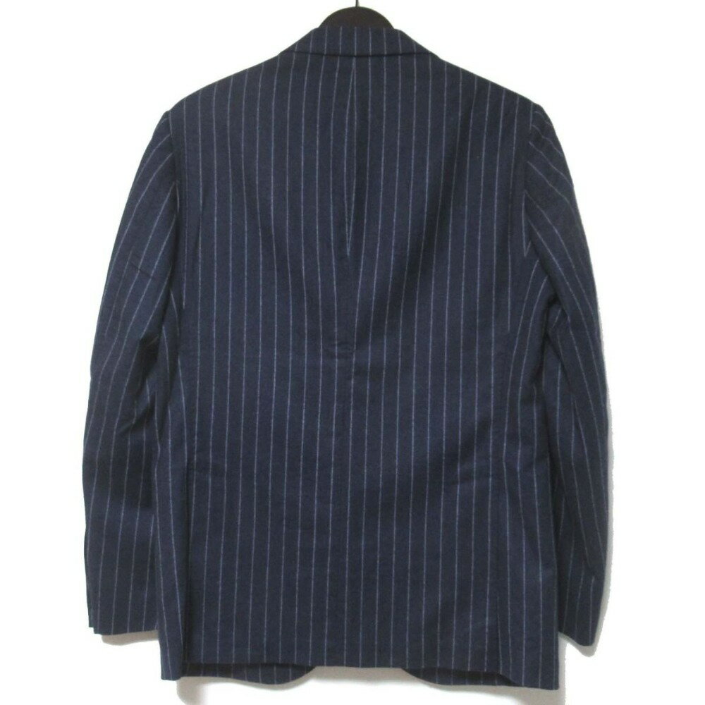 【中古】 美品 BARBA NAPOLI バルバ ピンストライプ柄 シングル テーラードジャケット+スラックスパンツ スーツ セットアップ 48 ネイビー メンズ Luxs ブランド古着のリュクス
