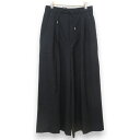 【中古】 未使用 LOEWE ロエベ ウール100% レザーパイピング ドローストリング トラウザーズパンツ ワイドパンツ 36 ブラック レディース Luxs...