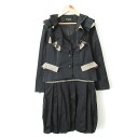 【中古】 美品 HIROKO KOSHINO ヒロココシノ フリルジャケット+バルーンワンピース セットアップ 40/38 ブラック ベージュ レディース Luxs ブランド古着のリュクス