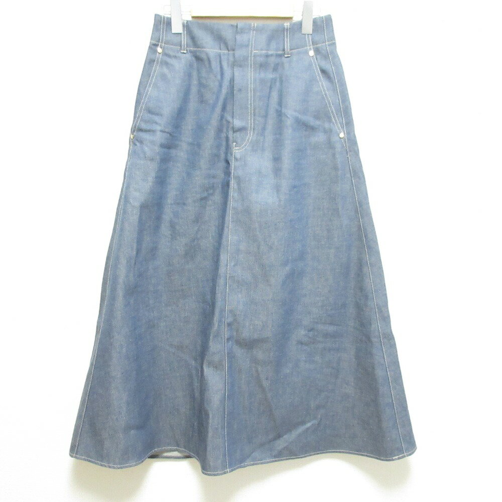 【中古】 美品 23SS ebure エブール リアクティブデニム トラペーズスカート ロングスカート 3710500136 サイズ38 インディゴ レディース Luxs ブランド古着のリュクス