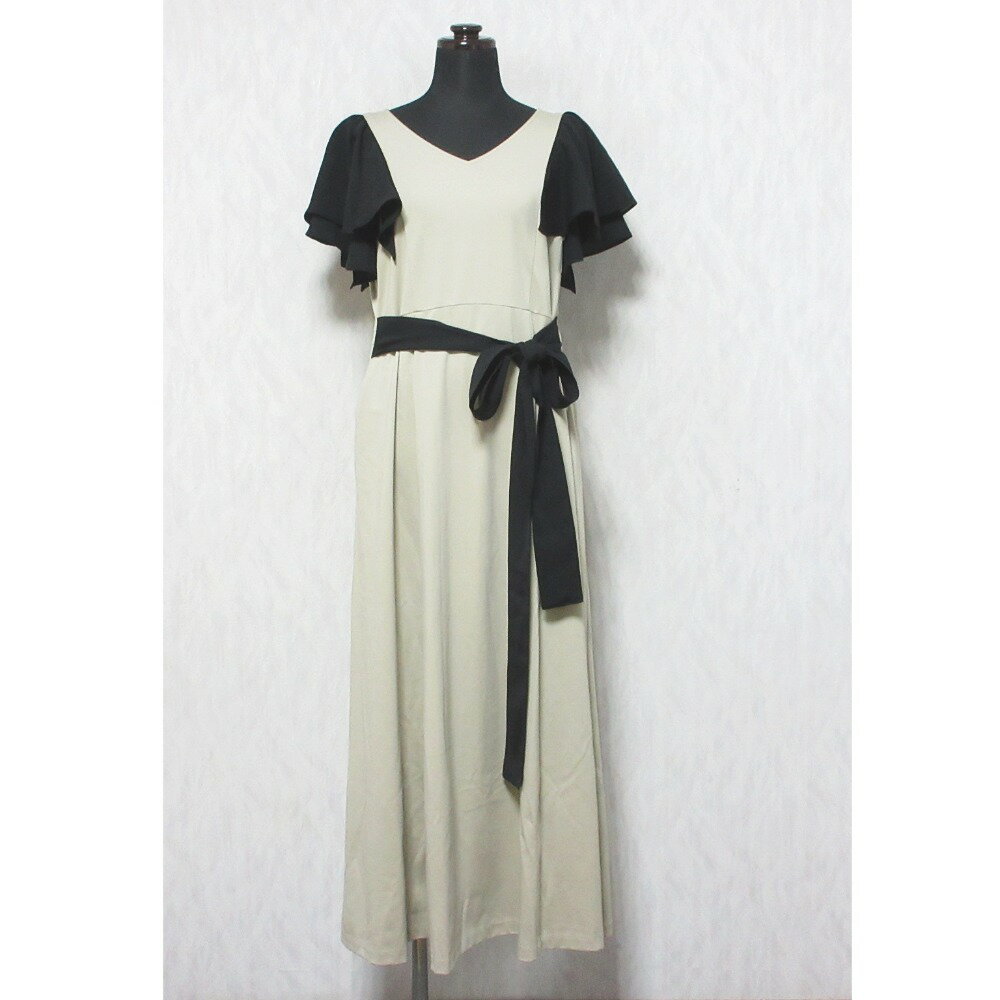 【中古】 未使用 24AW Diagram ダイアグラム グレースコンチネンタル フリルスリーブカットワンピース 0324332048 36 ベージュ レディース Luxs ブランド古着のリュクス