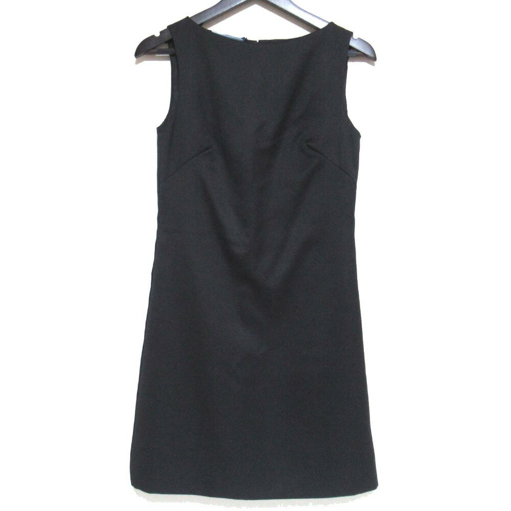 【中古】 未使用 PRADA プラダ ひざ上丈 ノースリーブ ドレス ワンピース 38サイズ ブラック レディース Luxs ブランド古着のリュクス