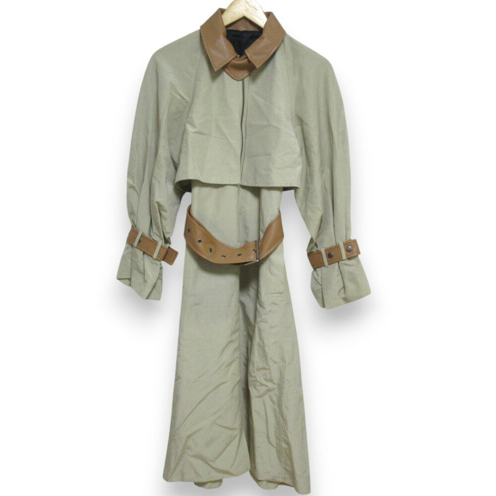 【中古】未使用 23SS Paul Smith ポールスミス エコレザーコート シングルトレンチコート 235C サイズ40 ライトカーキ×ブラウン レディース Luxs ブランド古着のリュクス
