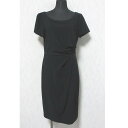 【中古】 美品 WEEKEND Max Mara ウィークエンドマックスマーラ アシンメトリー ギャザー 半袖 タイト ミニドレス ワンピース 42 ブラック ...