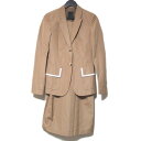【中古】 美品 AGNONA アニオナ テーラードジャケット ひざ丈 フレアスリーブ ワンピース スーツ セットアップ 40サイズ ブラウン ベージュ レディー...