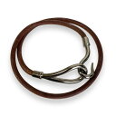 【中古】 美品 HERMES エルメス ジャンボ レザー チョーカー ネックレス ブラウン×シルバー金具 レディース Luxs ブランド古着のリュクス
