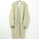 【中古】 美品 CAROLINA GLASER カロリナグレイサー 21AW ノーカラー ボアロングコート ベージュ レディース Luxs ブランド古着のリュクス