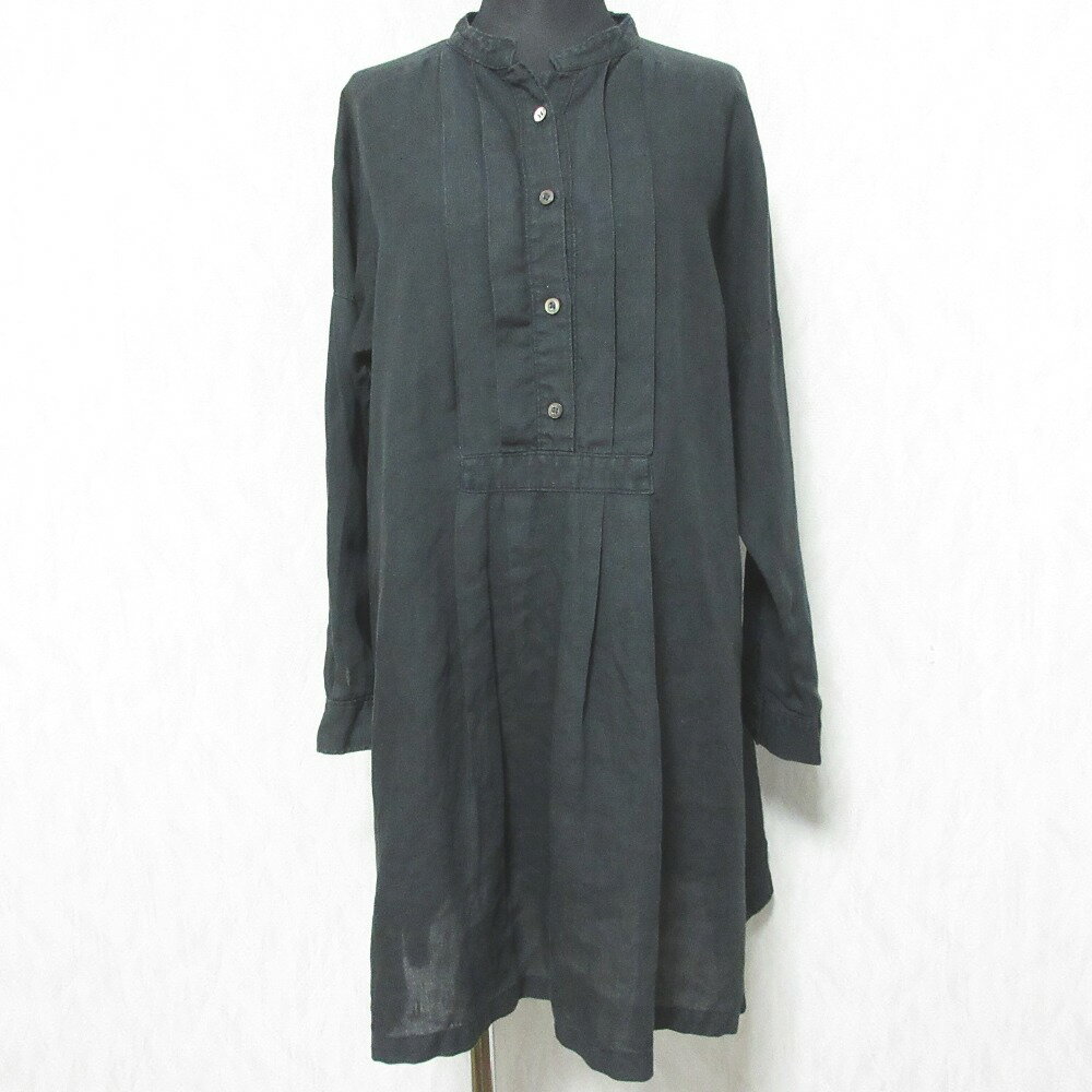 【中古】 美品 LISETTE リゼッタ リネンチュニックシャツ ワンピース ブラック レディース Luxs ブランド古着のリュクス