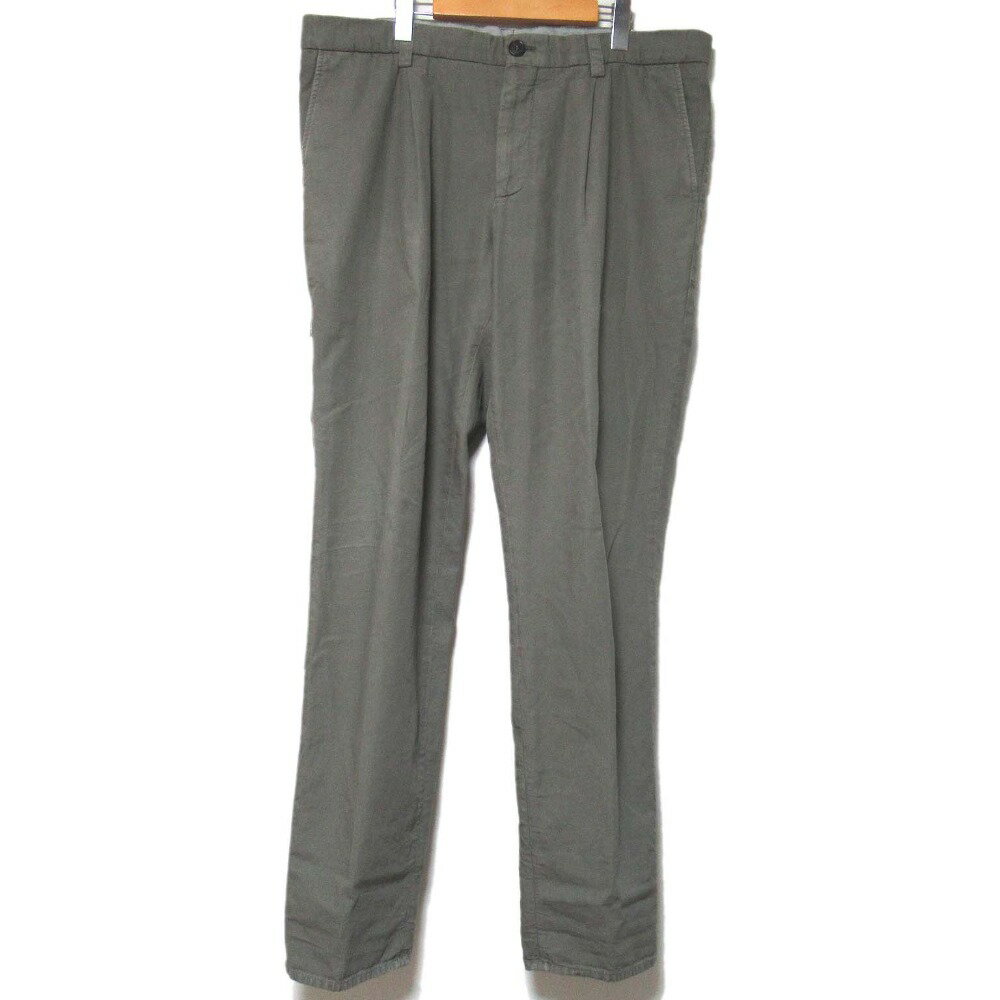 【中古】美品 BRUNELLO CUCINELLI ブルネロクチネリ ワンタック ジップポケット コットン パンツ 56サイズ カーキ メンズ Luxs ブランド古着のリュクス
