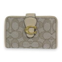 【中古】 新品同様 COACH コーチ レザー シグネチャージャガード タビー 二つ折り財布 コンパクトウォレット CA194 ベージュ×ゴールド金具 レディース Luxs ブランド古着のリュクス(4)