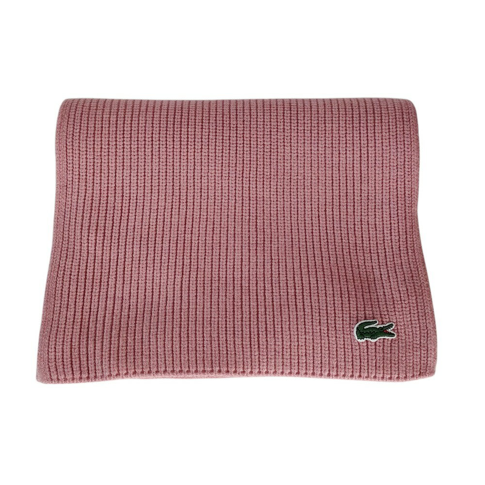 【中古】未使用 LACOSTE ラコステ ワニロゴ リブニットマフラー MSW2152 ピンク レディース Luxs ブラ..