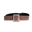 【中古】 美品 Weekend Max Mara ウィークエンドマックスマーラ ベロア スクエアバックル ワイド サッシュベルト L モカブラウン レディース ...