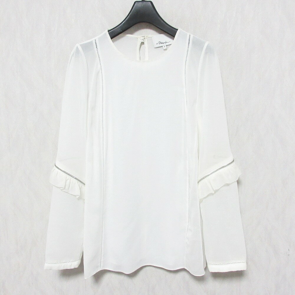 【中古】 美品 3.1 phillip lim 3.1フィリップリム シルクブレンド フリルスリーブブラウス 0 ホワイト レディース Luxs ブランド古着のリュクス