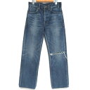 【中古】 美品 22SS CELINE セリーヌ ダークユニオンウォッシュ デストロイド ポリージーンズ ボーイフレンド デニムパンツ N754 423R W2...