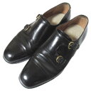【中古】 美品 Salvatore Ferragamo サルヴァトーレフェラガモ レザー ダブルモンクシューズ ドレスシューズ ビジネスシューズ 7 2E 約2...