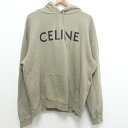 【中古】 美品 CELINE セリーヌ エディ期 ロゴプリント ルーズ フーディー オーバーサイズ スウェットパーカー 2Y321670Q XL カーキ メンズ Luxs ブランド古着のリュクス(4)