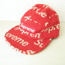 【中古】 美品 18AW Supreme シュプリーム Harris Tweed Camp Cap ハリスツイード キャンプキャップ 帽子 レッド メンズ レデ...