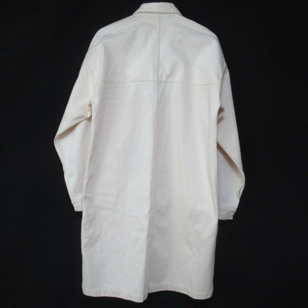 【中古】美品 JIL SANDER+ ジルサンダープラス デニム スナップボタンフロント ステンカラーコート 日本製 Sサイズ 生成り ホワイト メンズ Luxs ブランド古着のリュクス