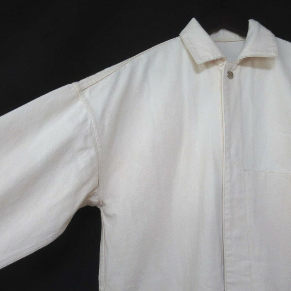 【中古】美品 JIL SANDER+ ジルサンダープラス デニム スナップボタンフロント ステンカラーコート 日本製 Sサイズ 生成り ホワイト メンズ Luxs ブランド古着のリュクス