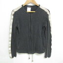 【中古】 美品 訳アリ CHANEL シャネル 02A コットンカシミヤ サイドロゴテープ ココマークキューブ ジップアップ ニットジャケット 38 グレー レ...