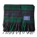 【中古】 美品 Johnstons ジョンストンズ カシミア100% チェック柄 フリンジ マフラー グリーン×ネイビー メンズ レディース Luxs ブランド...