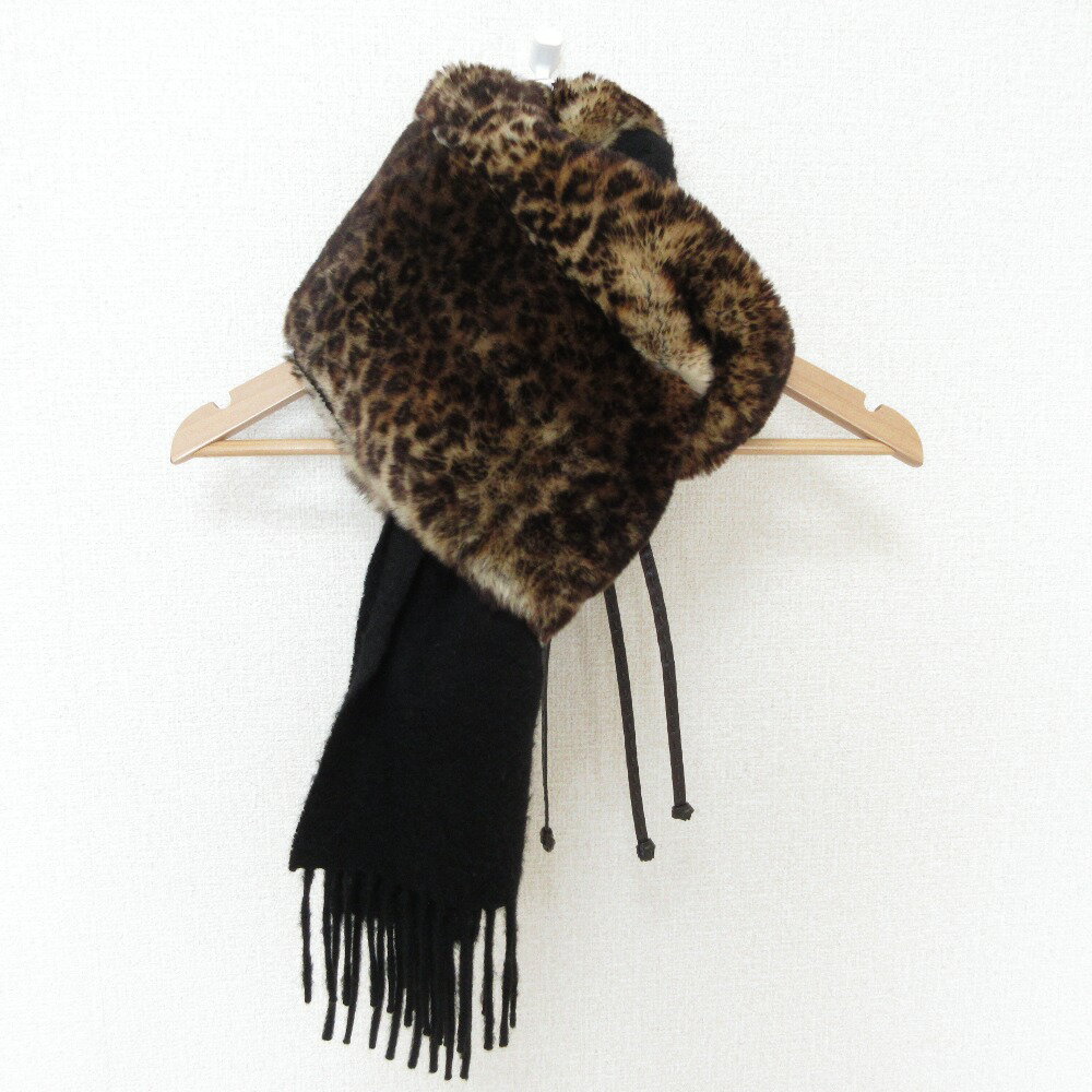 【中古】 美品 FENDI フェンディ オリラグファー カシミヤ×ミンク キャンディストール マフラー ブラック レディース Luxs ブランド古着のリュクス