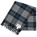【中古】 美品 Johnstons of Elgin ジョンストンズオブエルガン ビューティー&ユース別注 チェック柄 カシミヤ 大判ストール マフラー ネイビ...