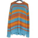 【中古】 美品 23SS The Elder Statesman ジエルダーステイツマン マルチボーダー柄 ロングスリーブ ニット セーター M ブラウン×ライトブルー系 メンズ Luxs ブランド古着のリュクス(4)
