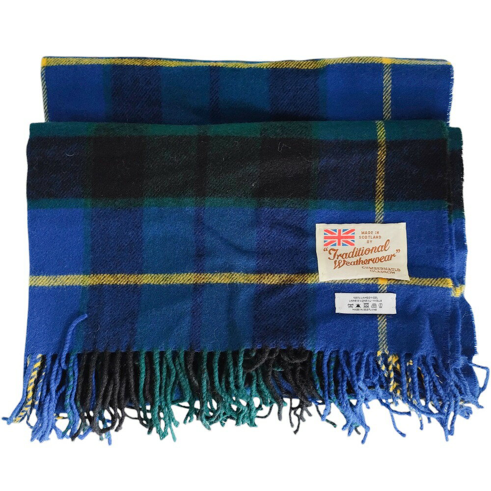 【中古】 美品 Traditional Weatherwear トラディショナルウェザーウェア スコットランド製 ウール チェック柄 マフラー ストール マルチカラー メンズ レディース Luxs ブランド古着のリュクス