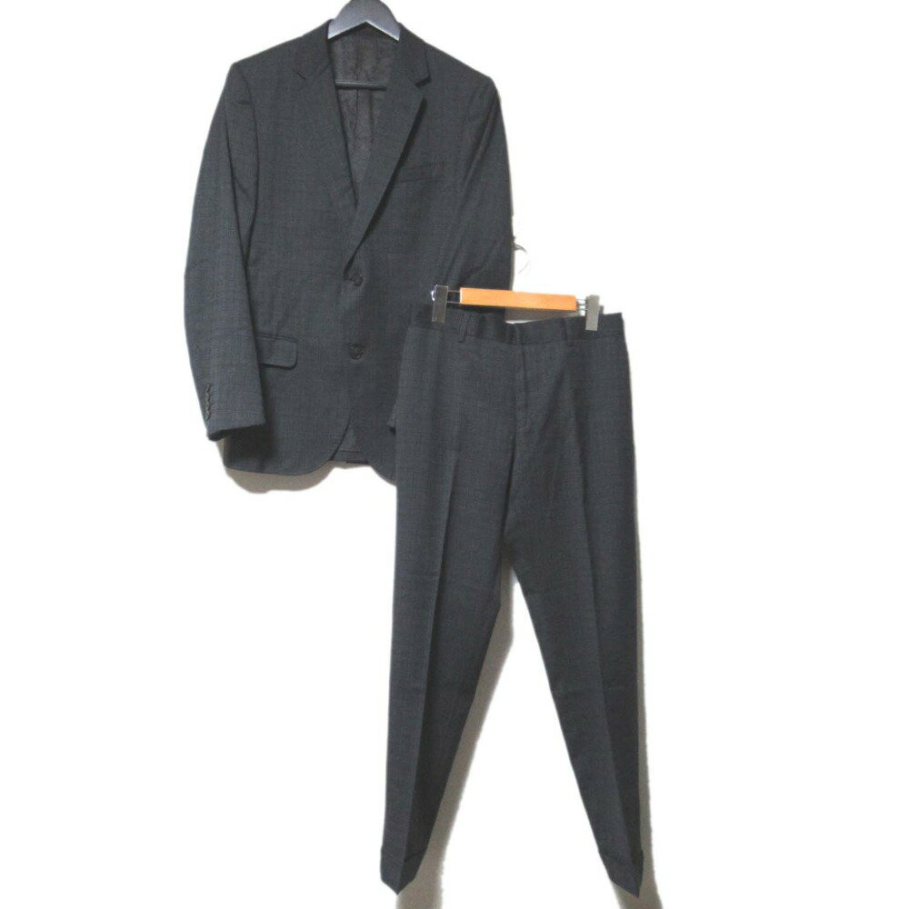 【中古】 美品 GUCCI グッチ チェック柄 シングル テーラードジャケット+スラックスパンツ スーツ セットアップ 48 50 グレー メンズ Luxs ブランド古着のリュクス