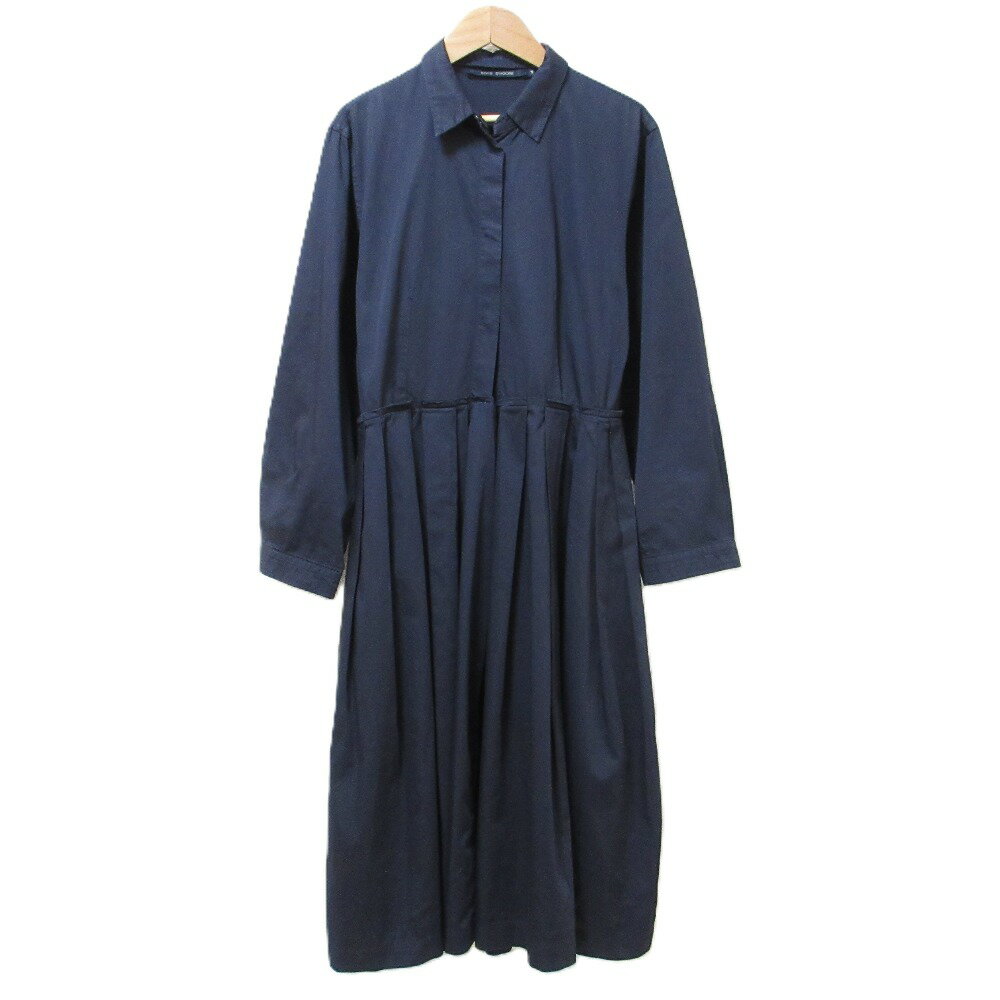 【中古】 良品 SOFIE D'HOORE ソフィードール 2WAY 長袖 ミモレ丈 ロング タック フレア シャツワンピース ドレス 38 ネイビー レディース Luxs ブランド古着のリュクス