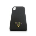 【中古】 良品 PRADA プラダ P.TA I-PHONE サフィアーノ レザー X XSケース IPHONEケース ブラック×ゴールド金具 メンズ レディー...