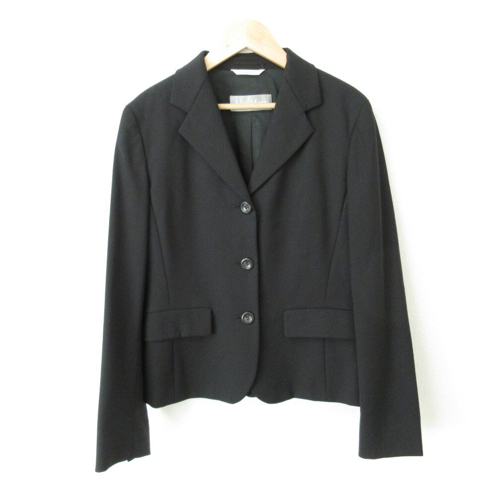 【エントリーポイント10倍】【中古】良品 MAX MARA マックスマーラ ウール ストレッチ 3B シングル テーラードジャケット 38 ブラック レディース Luxs ブランド古着のリュクス