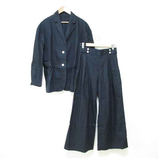 【中古】 良品 LA MARINE FRANCAISE マリンフランセーズ シングルジャケット+ワイドパンツ 上下 セットアップ スーツ 1 F ネイビー レディース Luxs ブランド古着のリュクス 【中古】 良品 LA MARINE FRANCAISE マリンフランセーズ シングルジャケット+ワイドパンツ 上下 セットアップ スーツ 1 F ネイビー レディース Luxs ブランド古着のリュクス