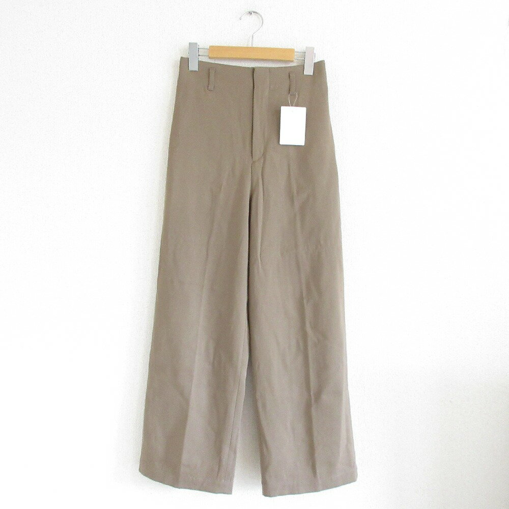 【中古】 美品 AP STUDIO エーピーストゥディオ Gabardineパンツ ギャバジン ワイド スラックス 小さいサイズ 32 キャメル レディース Luxs ブランド古着のリュクス