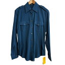 【中古】新品同様 ETRO エトロ ウール ストレッチ ロングスリーブ 長袖 ミリタリーシャツ ブラウス 44 ブルー レディース Luxs ブランド古着のリュクス
