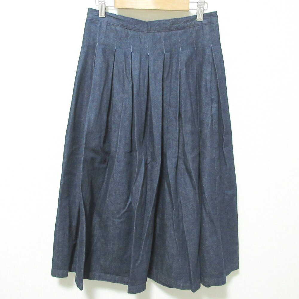 【中古】 美品 GRANDMA MAMA DAUGHTER グランマママドーター ロング デニムプリーツスカート 1 インディゴブルー レディース Luxs ブランド古着のリュクス