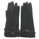 【中古】 未使用 GUCCI グッチ トムフォード期 ムートン レディース グローブ 手袋 6 1/2 ブラック×ゴールド金具 レディース Luxs ブランド古...