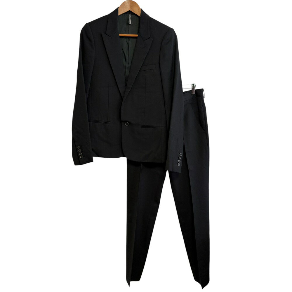 【中古】 美品 05AW DIOR HOMME ディオールオム エディ期 テーラード スモーキングジャケット×スラックス スーツ セットアップ 44 ブラック メンズ Luxs ブランド古着のリュクス