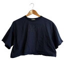 【中古】 美品 23AW miumiu ミュウミュウ 半袖 クロップドカットソー オーバーサイズ Tシャツ XS ネイビー レディース Luxs ブランド古着の...