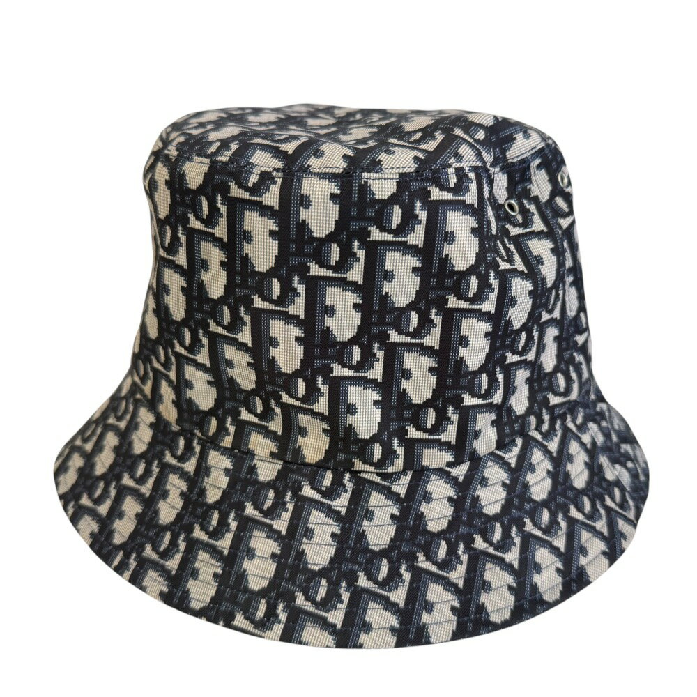 【中古】 良品 Christian Dior クリスチャンディオール トロッター柄 リバーシブル バケットハット ネイビー メンズ Luxs ブランド古着のリュクス