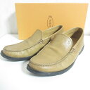 【中古】 良品 TOD'S トッズ レザー ローファー ドライビングシューズ スリッポン 7.5 約26.5cm ブラウン メンズ Luxs ブランド古着のリュ...