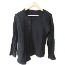【中古】美品 Y's Yohji Yamamoto ワイズ ヨウジヤマモト イレヘム アシンメトリー クルーネック ニット カーディガン YR-T16-162 サイズ2 ブラック レディース Luxs ブランド古着のリュクス